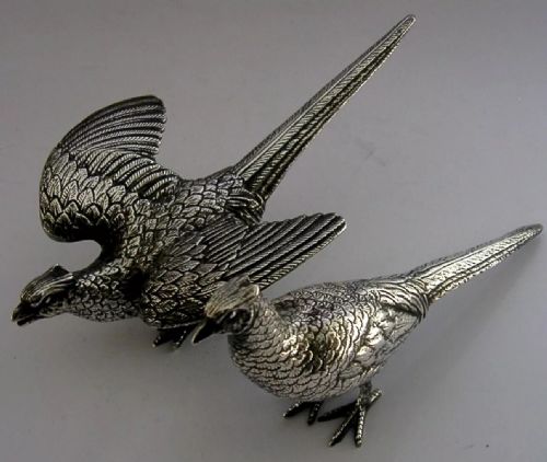 Quality English Silver Plated Table Pheasants Birds C1950s Animals Shooting 720g