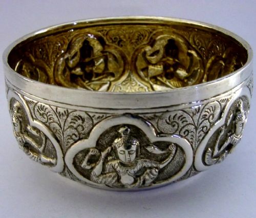 Beautiful 118g Indian High Grade Solid Silver Bowl C1910 Antique