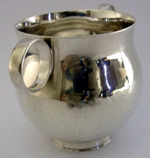 STUNNING PLANNISHED STERLING SILVER BOWL CUP 1891 ARTS & CRAFTS ANTIQUE 115g