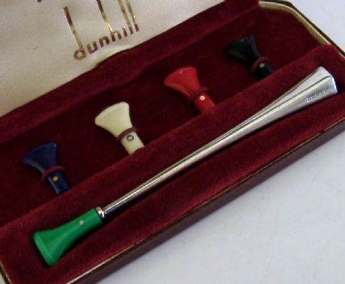 Dunhill Sterling Silver Cigarette Holder Set Cased 1962 Mid Century Modern