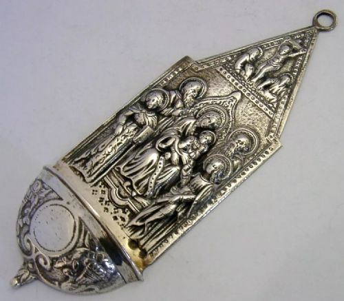Rare Spanish Solid Silver Holy Water Wall Font C1935 Religious Antique