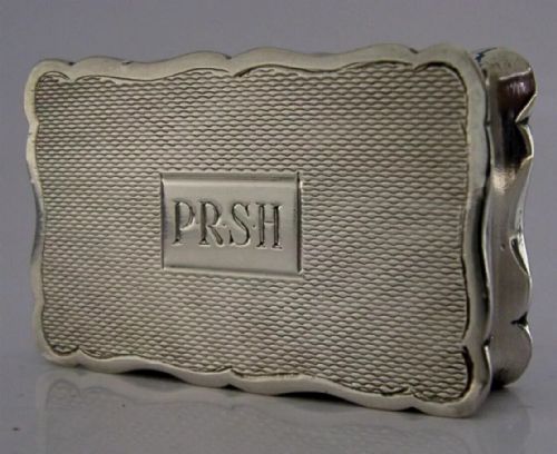 Stylish English Solid Sterling Silver Engine Turned Snuff Box 1966