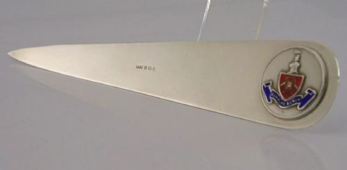 STERLING SILVER ENAMEL NEW OXFORD BHAM HOUSE DESK ENVELOPE OPENER 1937 - ADDITIONAL PHOTO 2