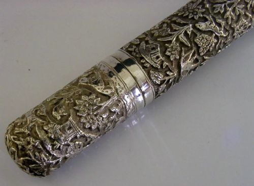 SUPERB 150G INDIAN SOLID SILVER DOCUMENT HOLDER BOX TUBE TC1900 DESK ANTIQUE - ADDITIONAL PHOTO 3