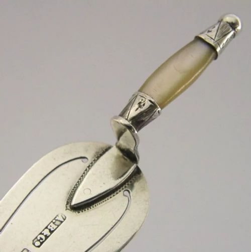 ANTIQUE ENGLISH STERLING SILVER TROWEL BOOKMARK PAGE MARKER 1894 VICTORIAN - ADDITIONAL PHOTO 4