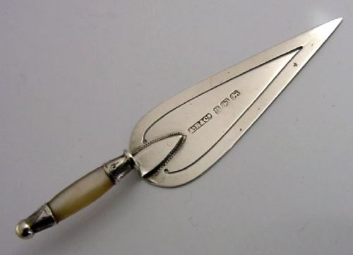 ANTIQUE ENGLISH STERLING SILVER TROWEL BOOKMARK PAGE MARKER 1894 VICTORIAN - ADDITIONAL PHOTO 1