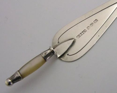 ANTIQUE ENGLISH STERLING SILVER TROWEL BOOKMARK PAGE MARKER 1894 VICTORIAN - ADDITIONAL PHOTO 2