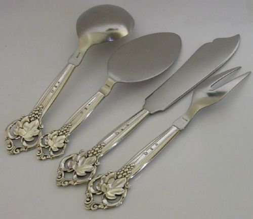 STUNNING LARGE DANISH 1948 SOLID SILVER HANDLED SERVING SET SERVERS 105INCH - ADDITIONAL PHOTO 3