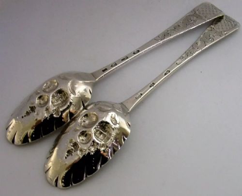 PAIR OF RARE IRISH SOLID STERLING SILVER BERRY SERVING SPOONS 1790 1793 GEORGIAN 144G - ADDITIONAL PHOTO 4