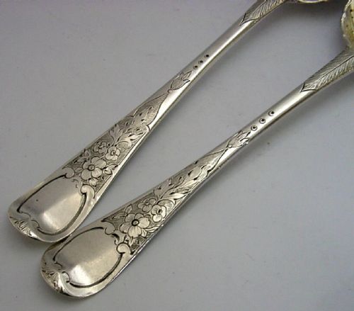 PAIR OF RARE IRISH SOLID STERLING SILVER BERRY SERVING SPOONS 1790 1793 GEORGIAN 144G - ADDITIONAL PHOTO 5