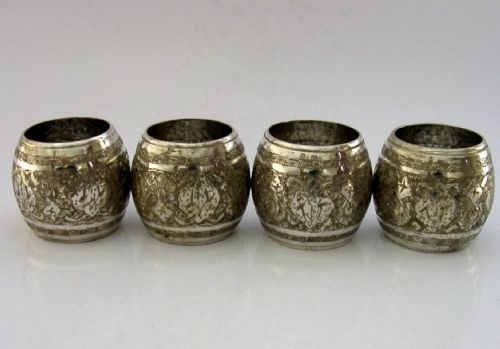 HEAVY 172G SET OF 4 EASTERN 84 SOLID SILVER NAPKIN RINGS C1960 - ADDITIONAL PHOTO 2