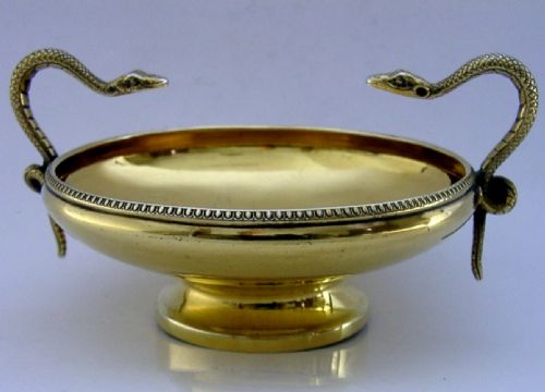 beautiful english sterling silver gilt snake dish bowl 106g 1928 antique animals - CATEGORY: ANTIQUE SILVER - DATED 1920