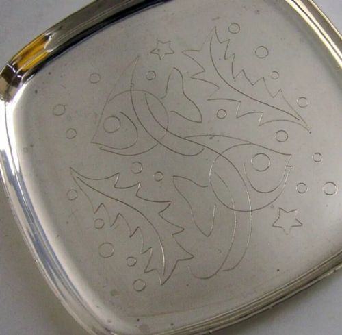 A E JONES SOLID STERLING SILVER FISH DISH 1960 GEOFFREY BELLAMY DESIGNED - ADDITIONAL PHOTO 5
