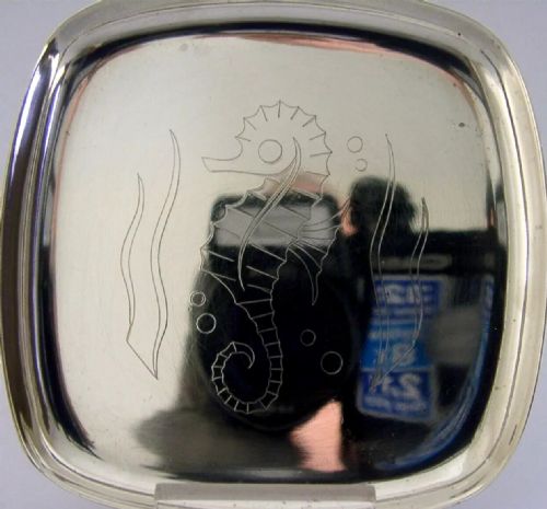 A E JONES STERLING SILVER SEAHORSE ANIMAL DISH 1960 GEOFFREY BELLAMY MID CENTURY - ADDITIONAL PHOTO 2