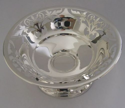 MINT LARGE EDWARDIAN STERLING SILVER DISH FRUIT OR CAKE BOWL 1906 ANTIQUE 216G - ADDITIONAL PHOTO 2