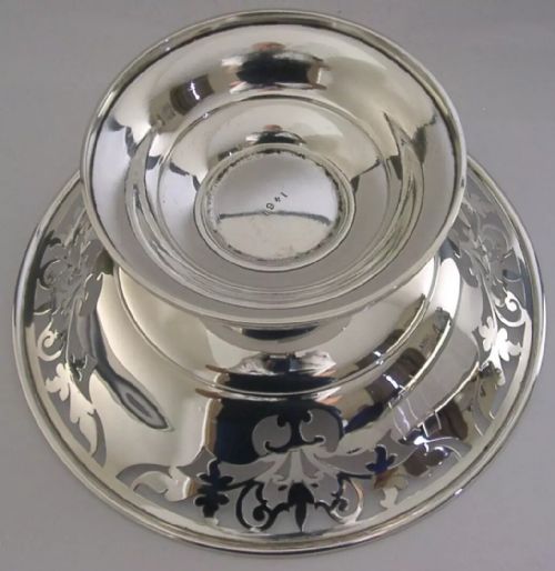 MINT LARGE EDWARDIAN STERLING SILVER DISH FRUIT OR CAKE BOWL 1906 ANTIQUE 216G - ADDITIONAL PHOTO 3