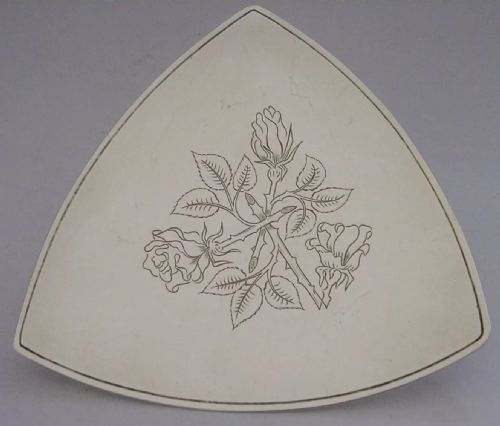 STANLEY G MORRIS SOLID STERLING SILVER ROSE DISH 1967 ENGLISH ARTS CRAFTS