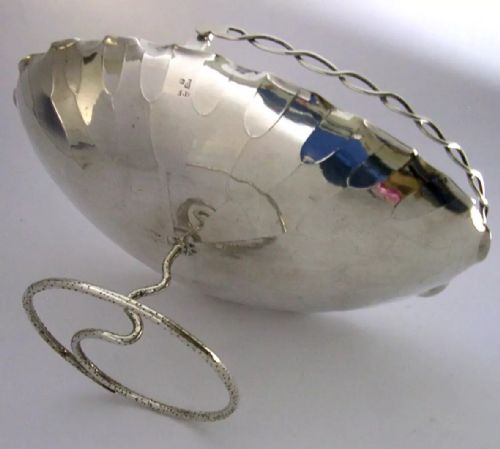 LARGE 266G BEAUTIFUL CHINESE EXPORT SILVER WATER LILY LEAF BOWL 1900 ANTIQUE - ADDITIONAL PHOTO 5