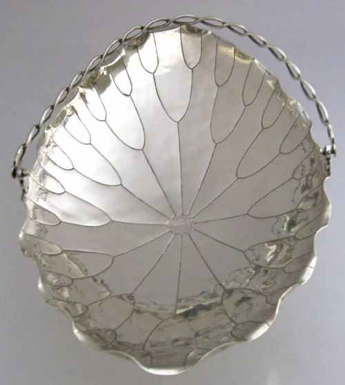 LARGE 266G BEAUTIFUL CHINESE EXPORT SILVER WATER LILY LEAF BOWL 1900 ANTIQUE - ADDITIONAL PHOTO 8