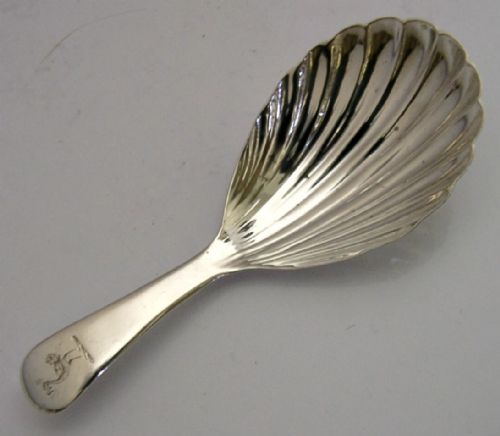 1799 elizabeth morley sterling silver digby wallace family crested caddy spoon - CATEGORY: ANTIQUE SILVER - DATED GEORGIAN