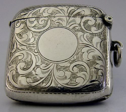 QUALITY LEFT HANDED STERLING SILVER VESTA MATCH CASE 1924 ANTIQUE - ADDITIONAL PHOTO 1