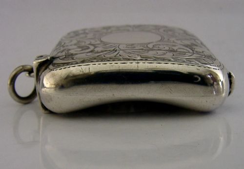QUALITY LEFT HANDED STERLING SILVER VESTA MATCH CASE 1924 ANTIQUE - ADDITIONAL PHOTO 2