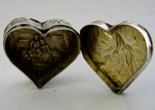 PRETTY ANTIQUE STERLING SILVER HUNTNG SHOOTING DOG LOVE HEART BOX 1898 ANTIQUE - ADDITIONAL PHOTO 4