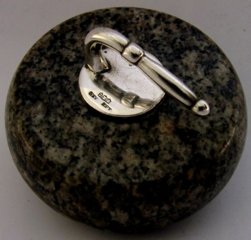unusual scottish provincial sterling silver curling stone desk paperweight 1955 - CATEGORY: ANTIQUE SILVER - DATED 1950