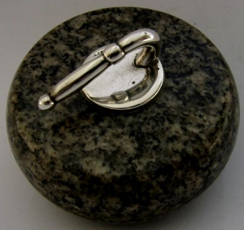 UNUSUAL SCOTTISH PROVINCIAL STERLING SILVER CURLING STONE DESK PAPERWEIGHT 1955 - ADDITIONAL PHOTO 2