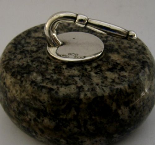 UNUSUAL SCOTTISH PROVINCIAL STERLING SILVER CURLING STONE DESK PAPERWEIGHT 1955 - ADDITIONAL PHOTO 3