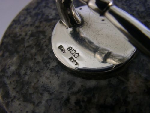 UNUSUAL SCOTTISH PROVINCIAL STERLING SILVER CURLING STONE DESK PAPERWEIGHT 1955 - ADDITIONAL PHOTO 6