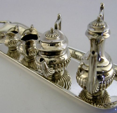 SUPERB ENGLISH SOLID STERLING SILVER MINIATURE DOLLS HOUSE TEA SET 1959 - ADDITIONAL PHOTO 6