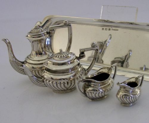 SUPERB ENGLISH SOLID STERLING SILVER MINIATURE DOLLS HOUSE TEA SET 1959 - ADDITIONAL PHOTO 3