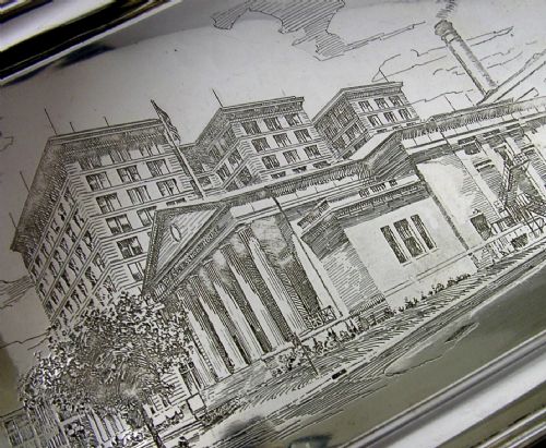 HISTORIC 655G AMERICAN DEPRESSION ERA 1929 STERLING SILVER TRAY DAYTON OHIO - ADDITIONAL PHOTO 1