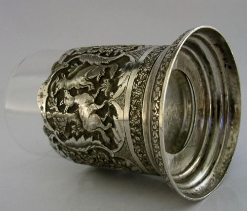 EASTERN SOLID SILVER WOLVES WILD DOGS TEA GLASS CUP MUG C1930 ANTIQUE 148G - ADDITIONAL PHOTO 2