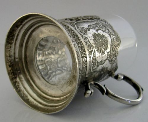 EASTERN SOLID SILVER WOLVES WILD DOGS TEA GLASS CUP MUG C1930 ANTIQUE 148G - ADDITIONAL PHOTO 6