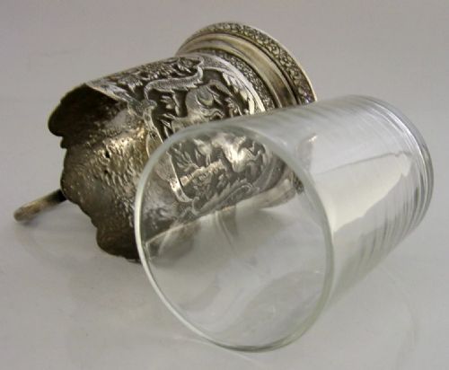EASTERN SOLID SILVER WOLVES WILD DOGS TEA GLASS CUP MUG C1930 ANTIQUE 148G - ADDITIONAL PHOTO 7