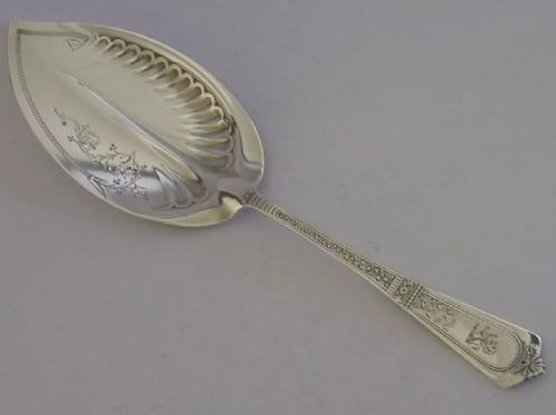 LARGE LUKIN FAMILY CREST AMERICAN SOLID STERLING SILVER SERVER 1890 ANTIQUE 106G - ADDITIONAL PHOTO 5