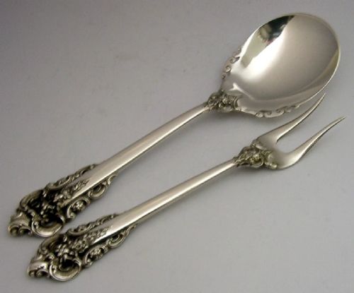 american 68g grande baroque wallace sterling silver pickle fork spoon c1941 - CATEGORY: ANTIQUE SILVER - DATED 1940