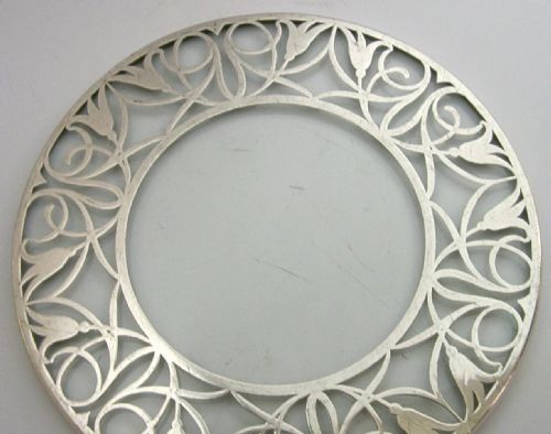 BEAUTIFUL STERLING SILVER GLASS ART NOUVEAU TEAPOT STAND C1905 - ADDITIONAL PHOTO 2