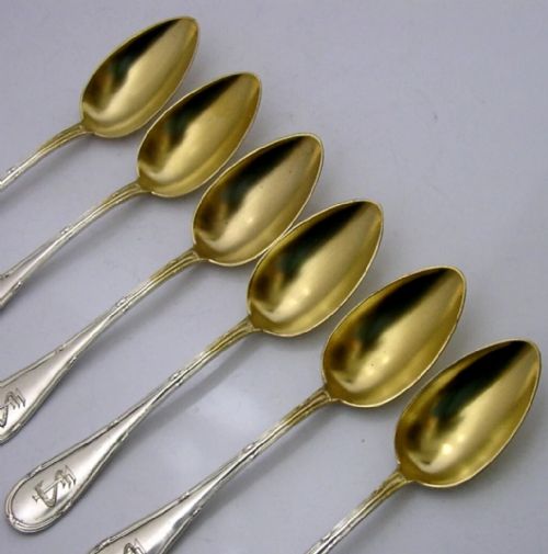 SIX GERMAN CASED 800 SOLID SILVER GILT SPOONS C1930 ART DECO 80G - ADDITIONAL PHOTO 7