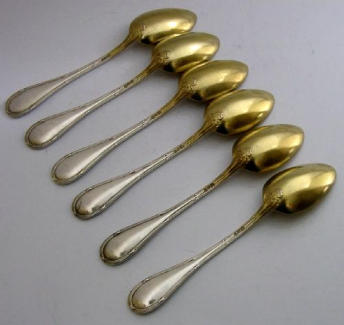 SIX GERMAN CASED 800 SOLID SILVER GILT SPOONS C1930 ART DECO 80G - ADDITIONAL PHOTO 9