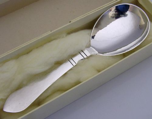 boxed georg jensen sterling silver continental antik pattern spoon 1948 art deco - CATEGORY: ANTIQUE SILVER - DATED 1940