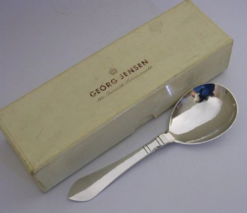 BOXED GEORG JENSEN STERLING SILVER CONTINENTAL ANTIK PATTERN SPOON 1948 ART DECO - ADDITIONAL PHOTO 2