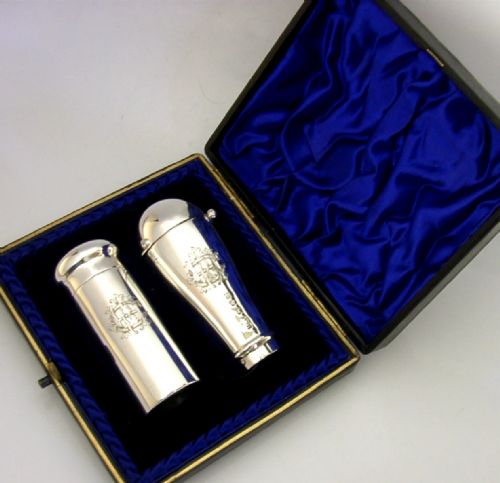 RARE VICTORIAN STERLING SILVER TRAVELLING SHAVING SET 1899 ANTIQUE CASED - ADDITIONAL PHOTO 1