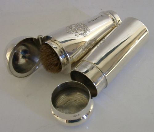 RARE VICTORIAN STERLING SILVER TRAVELLING SHAVING SET 1899 ANTIQUE CASED - ADDITIONAL PHOTO 3