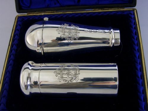 RARE VICTORIAN STERLING SILVER TRAVELLING SHAVING SET 1899 ANTIQUE CASED - ADDITIONAL PHOTO 5