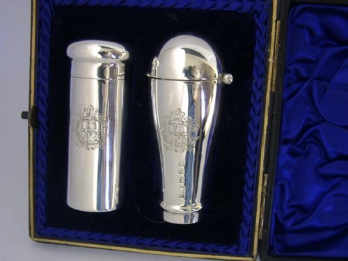 RARE VICTORIAN STERLING SILVER TRAVELLING SHAVING SET 1899 ANTIQUE CASED - ADDITIONAL PHOTO 6