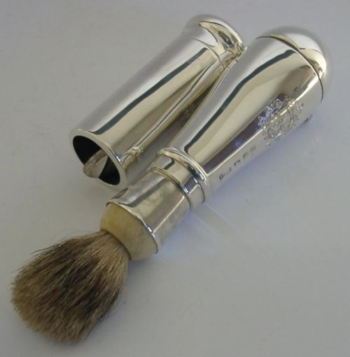 RARE VICTORIAN STERLING SILVER TRAVELLING SHAVING SET 1899 ANTIQUE CASED - ADDITIONAL PHOTO 12