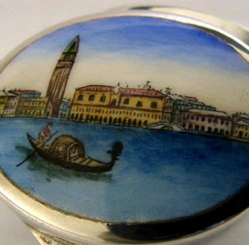 SUPERB STERLING SILVER ENAMEL VENICE BOX ITALY C1968 - ADDITIONAL PHOTO 2